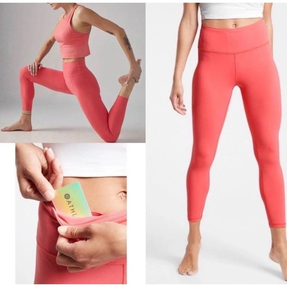 NWT Athleta TRANSCEND 7/8‎ TIGHT Coral Pink Leggings Women's Size 3XL MSRP $99